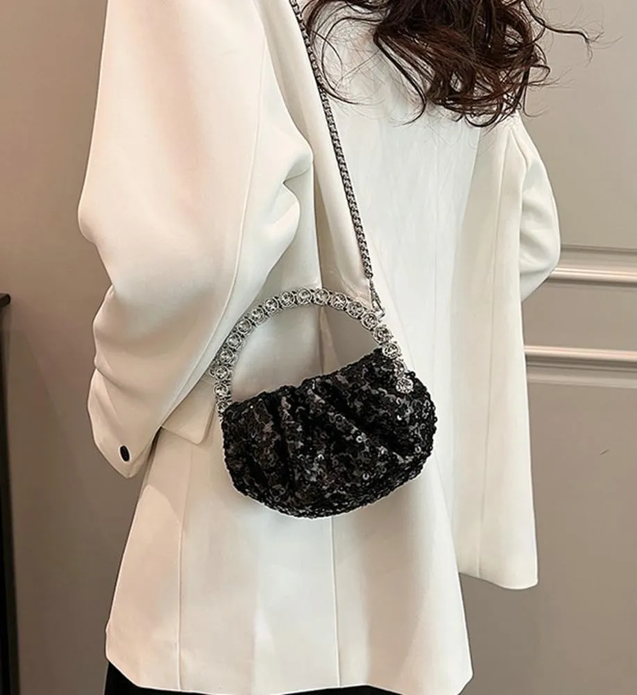 Womens Rhinestone Evening Clutch Bag Y2k Shinny Sequin Cloud Purse Mini Totes Handbag Satchel Dinner Party Wedding
