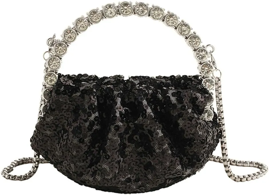 Womens Rhinestone Evening Clutch Bag Y2k Shinny Sequin Cloud Purse Mini Totes Handbag Satchel Dinner Party Wedding