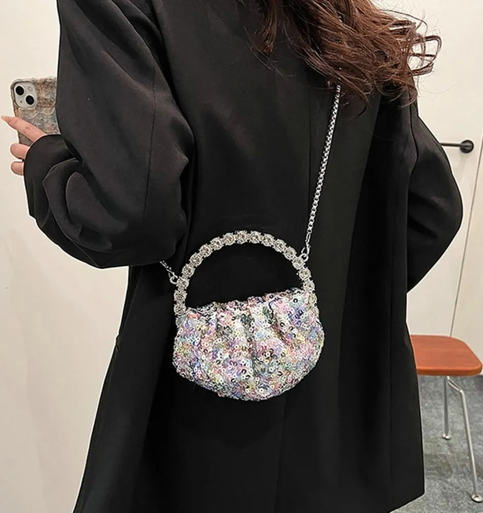 Womens Rhinestone Evening Clutch Bag Y2k Shinny Sequin Cloud Purse Mini Totes Handbag Satchel Dinner Party Wedding