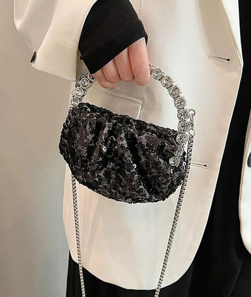 Womens Rhinestone Evening Clutch Bag Y2k Shinny Sequin Cloud Purse Mini Totes Handbag Satchel Dinner Party Wedding