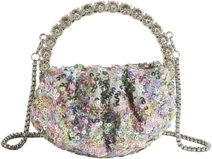 Womens Rhinestone Evening Clutch Bag Y2k Shinny Sequin Cloud Purse Mini Totes Handbag Satchel Dinner Party Wedding