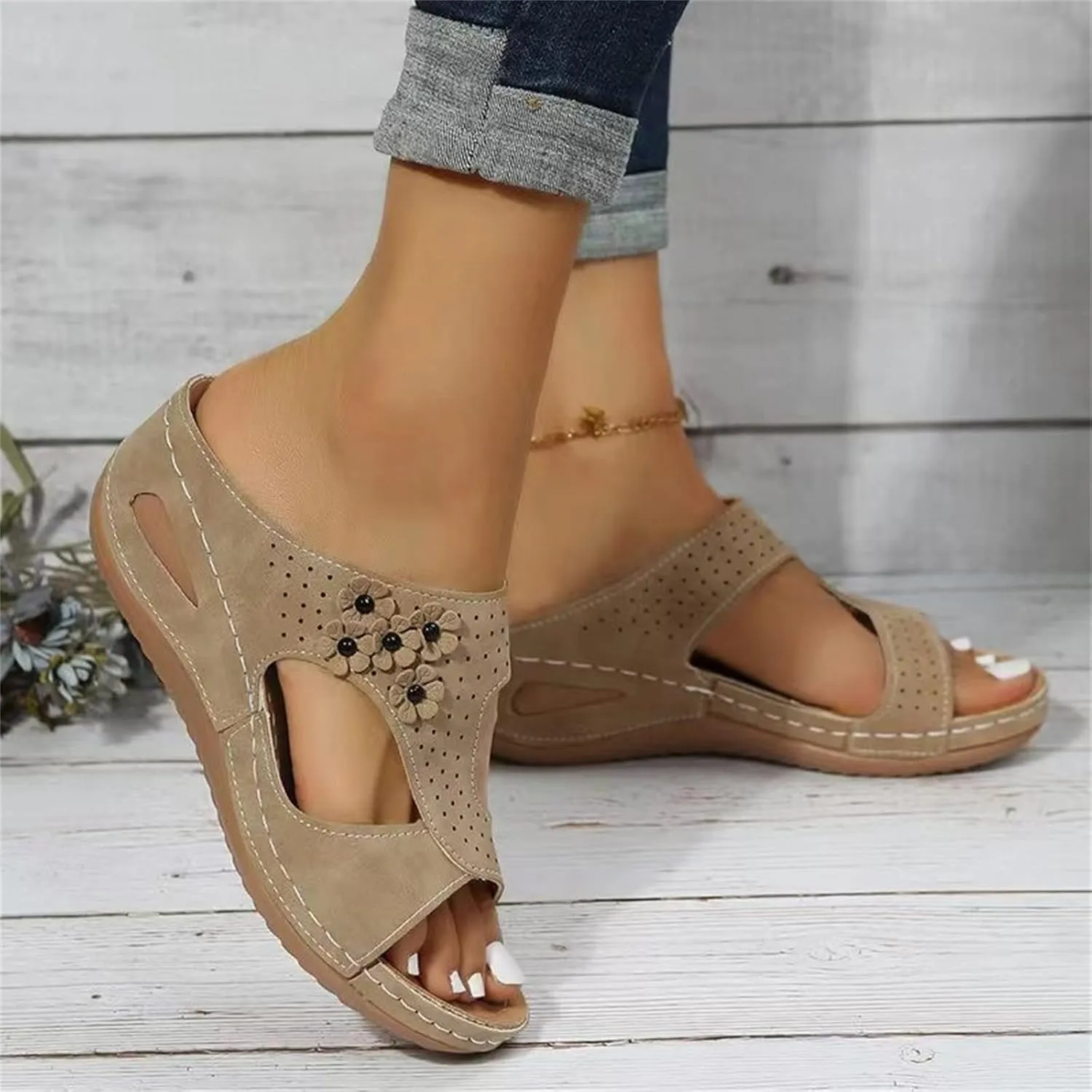 Women's Sandals Comfortable Cute Orthotic Slides Orthopedic Slippers Dressy Summer Beach Walking Flip Flops with Arch Support