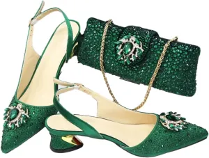 WomenS Silver Stone Pumps and Bag Set with Medium Heels and Crystal Embellishments for Parties