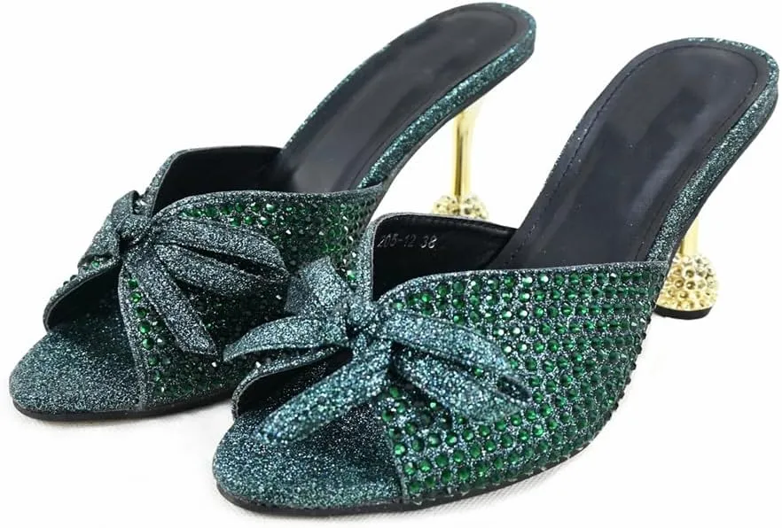 WomenS Special Design Shinning Crystal Party Shoes and Evening Bag Set High Heel Slip-On Peep Toe Slingbacks