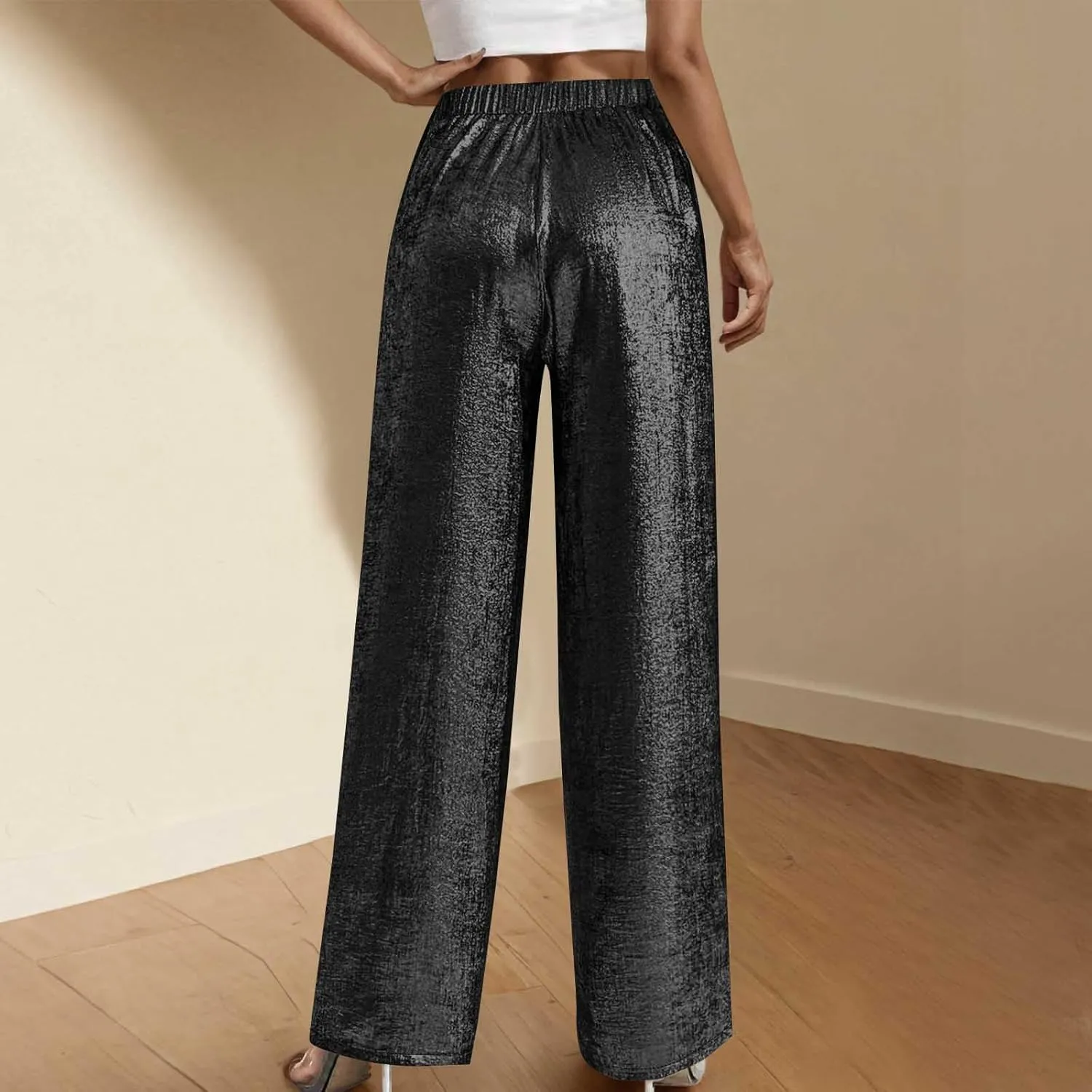 Women's Stretch High Waist Pants Wide Leg Work Trousers Quick Dry Comfort Beach Summer Pant Trendy Vacation Trouser