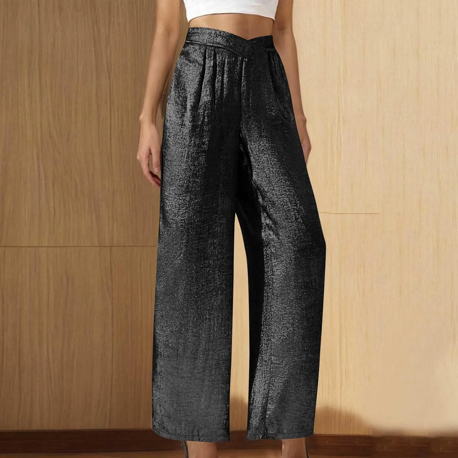 Women's Stretch High Waist Pants Wide Leg Work Trousers Quick Dry Comfort Beach Summer Pant Trendy Vacation Trouser