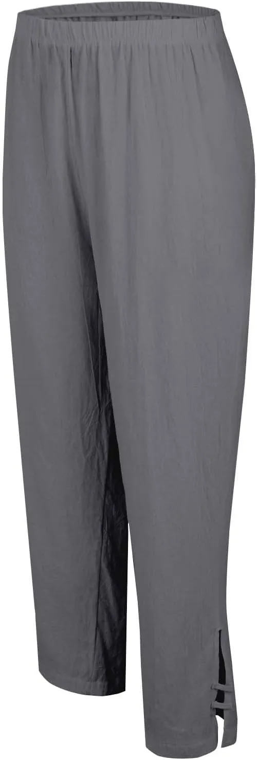 Women's Summer Cotton-Linen Pants Elastic & Paperbag Waist Plus Size Straight/Palazzo/Wide Leg Trousers with Pockets