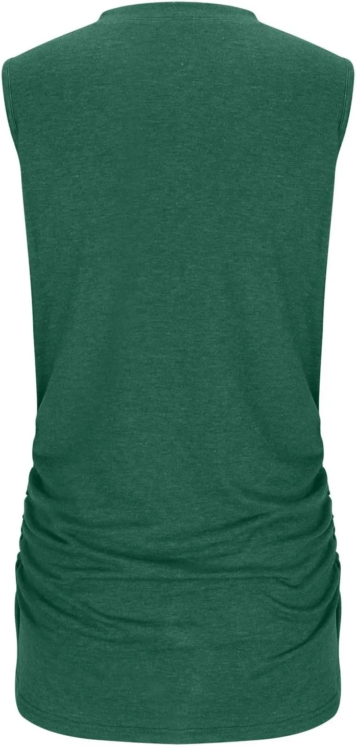 Women's Tank Tops Sleeveless Crew Neck Tee Shirts Summer Solid Color Semi Casual Tops 2025 Loose Fit Basic T Shirts