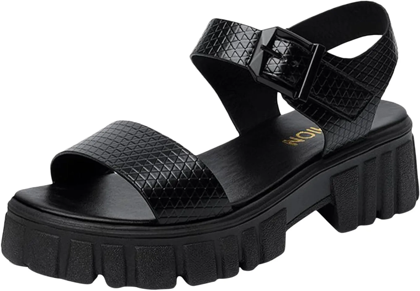 Women's Thick Strappy Chunky Sandal Hook and Eye Solid Platform Shoe Open Toe Slingback Sandals Summer Spring Shoes