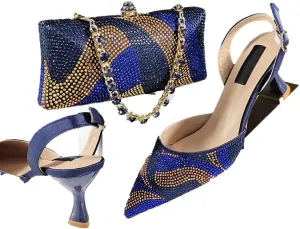 WomenS Trendy Italian Shoe and Bag Set with Matching PU Soft Leather Pumps Thin Heels Platform for Prom Party