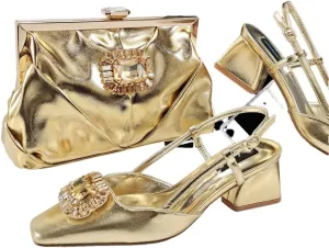 WomenS Wine Coloured High Heels and Shiny Leather Handbag Set with Square Heel for Parties