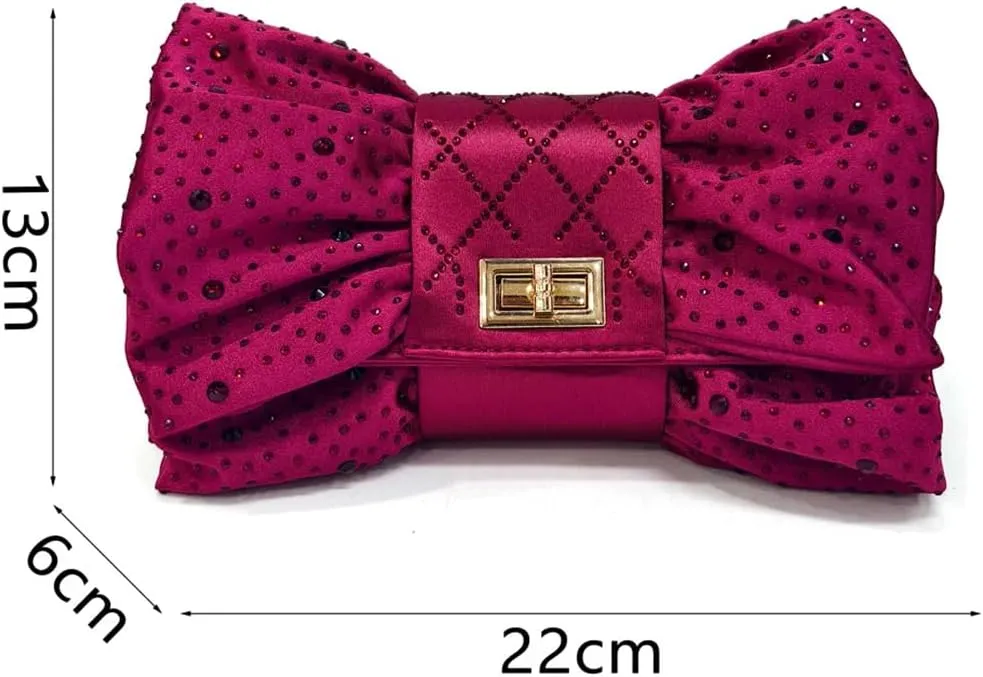 WomenS Wine Rhinestone High Heels and Matching Bag Set with Butterfly Knot Design for Special