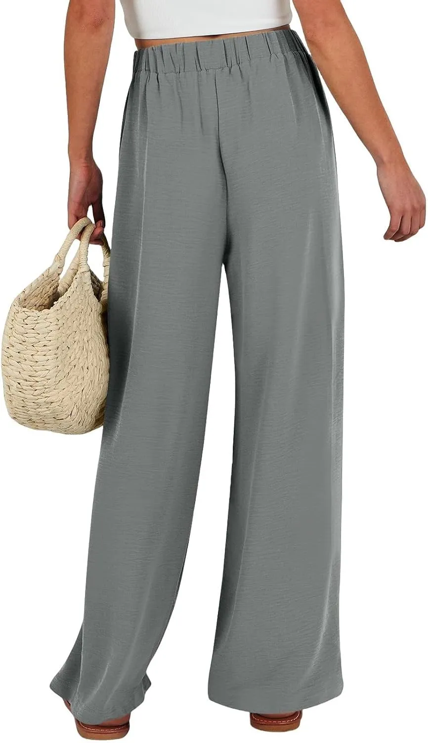 Women's Work Pants Wide Leg 2025 Paperbag Dress Pants Casual Belted Slacks Office Trousers High Waisted with Pockets