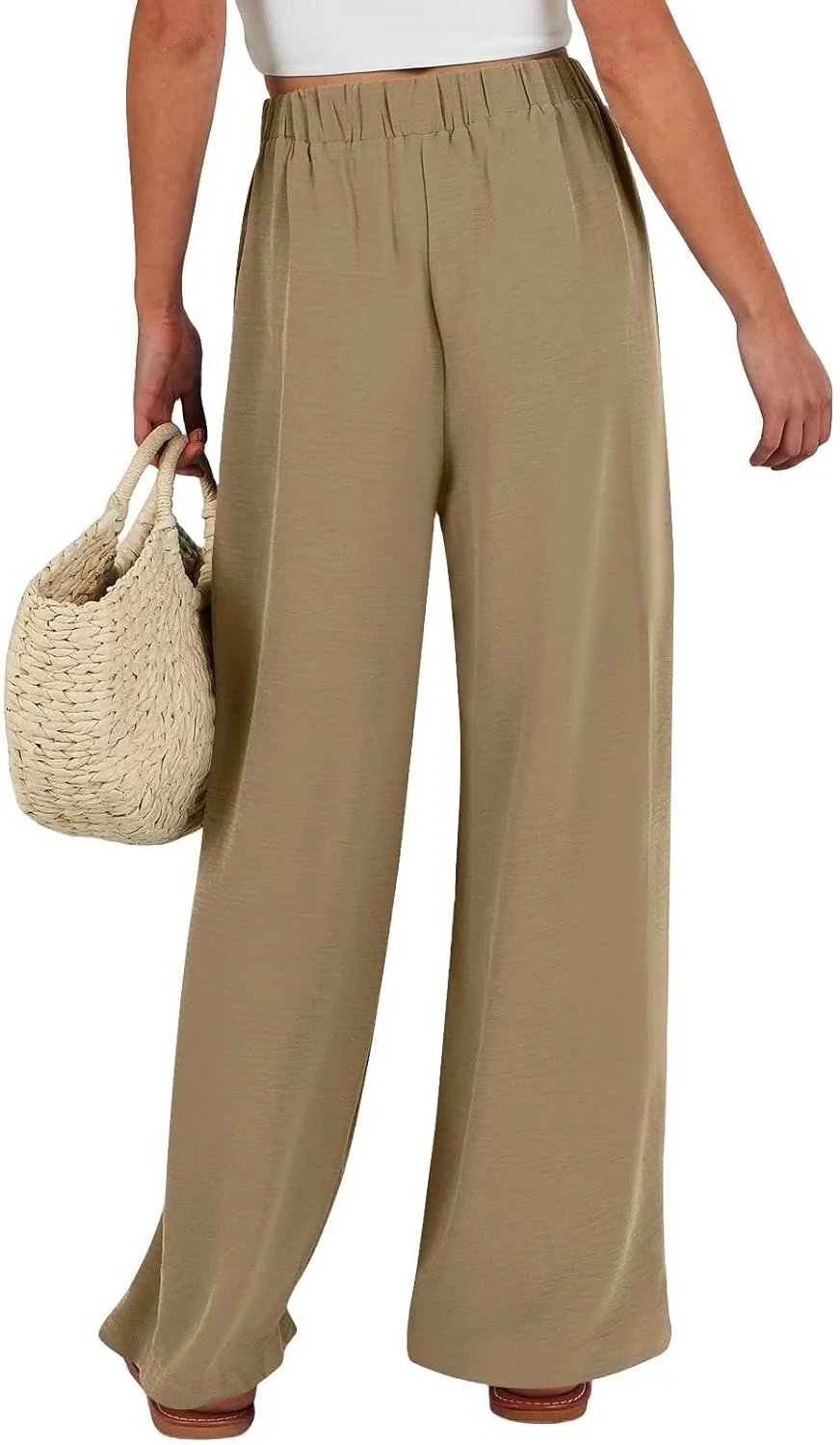 Women's Work Pants Wide Leg 2025 Paperbag Dress Pants Casual Belted Slacks Office Trousers High Waisted with Pockets