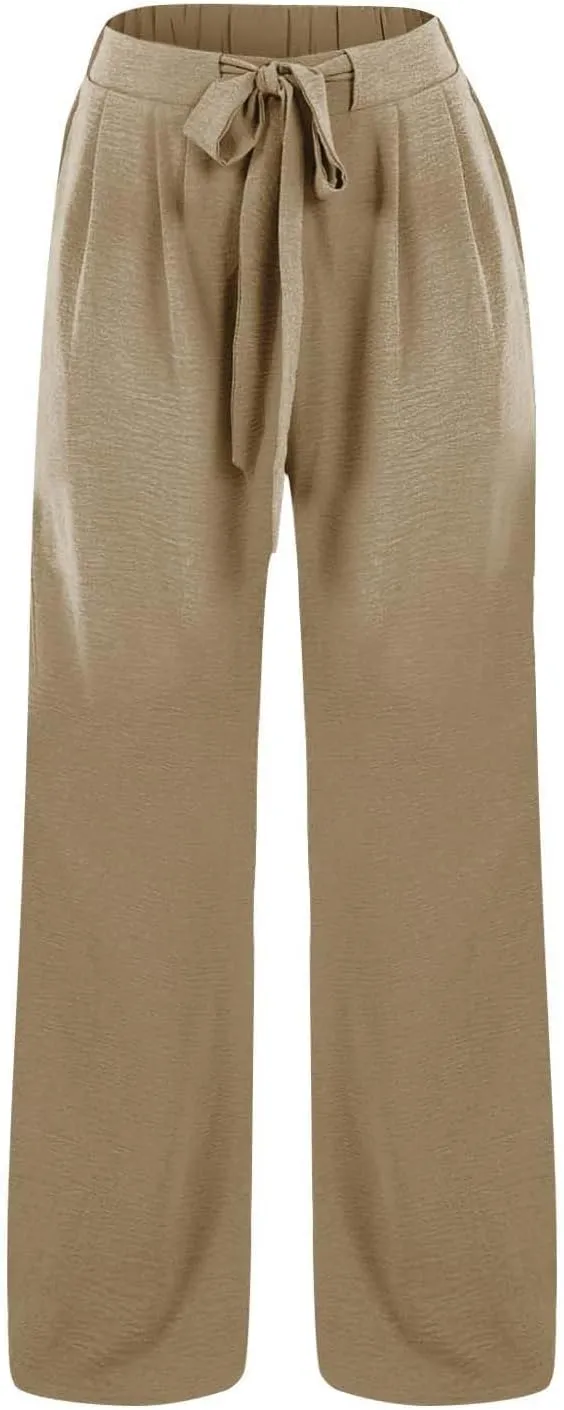 Women's Work Pants Wide Leg 2025 Paperbag Dress Pants Casual Belted Slacks Office Trousers High Waisted with Pockets
