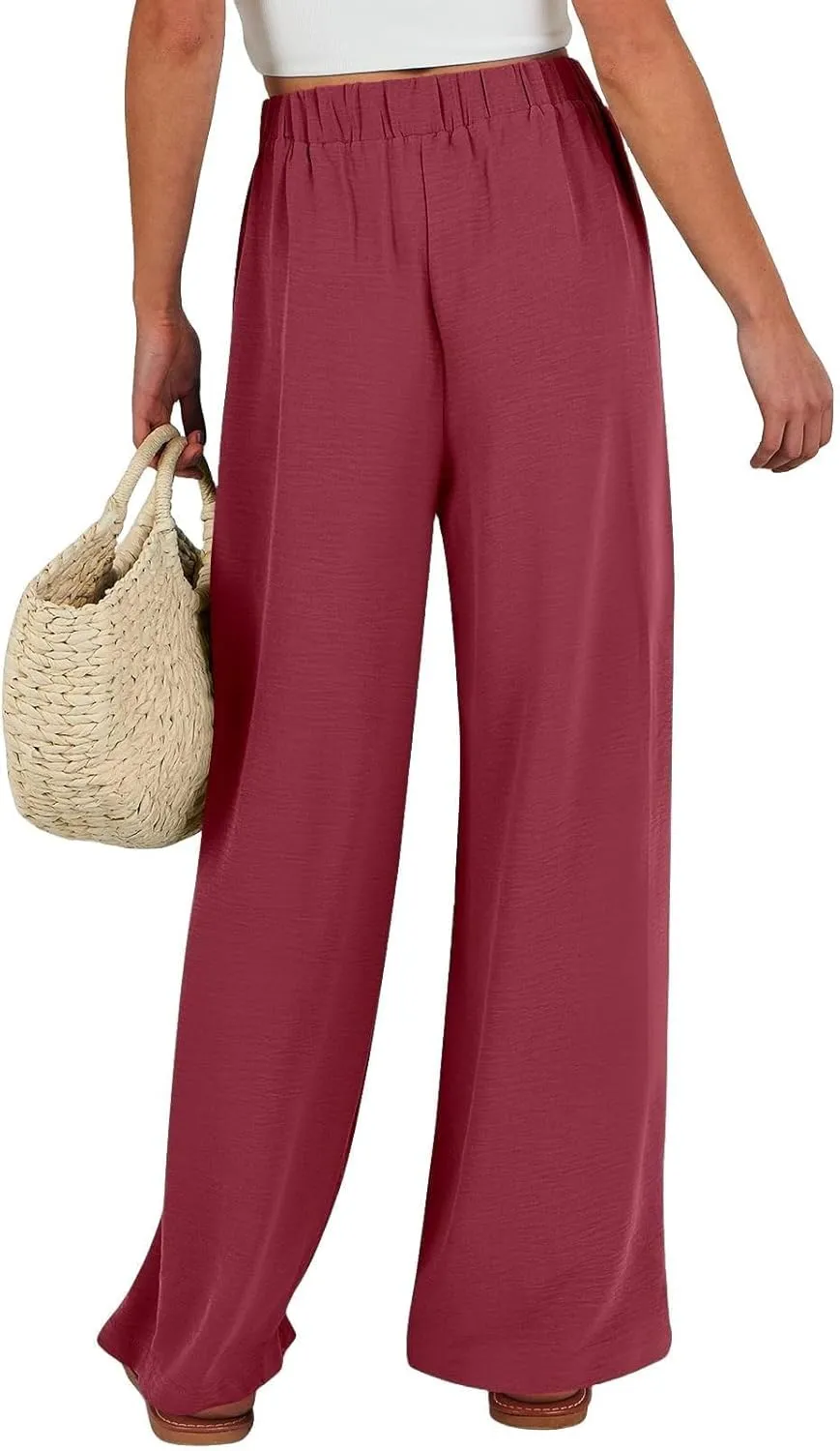 Women's Work Pants Wide Leg 2025 Paperbag Dress Pants Casual Belted Slacks Office Trousers High Waisted with Pockets