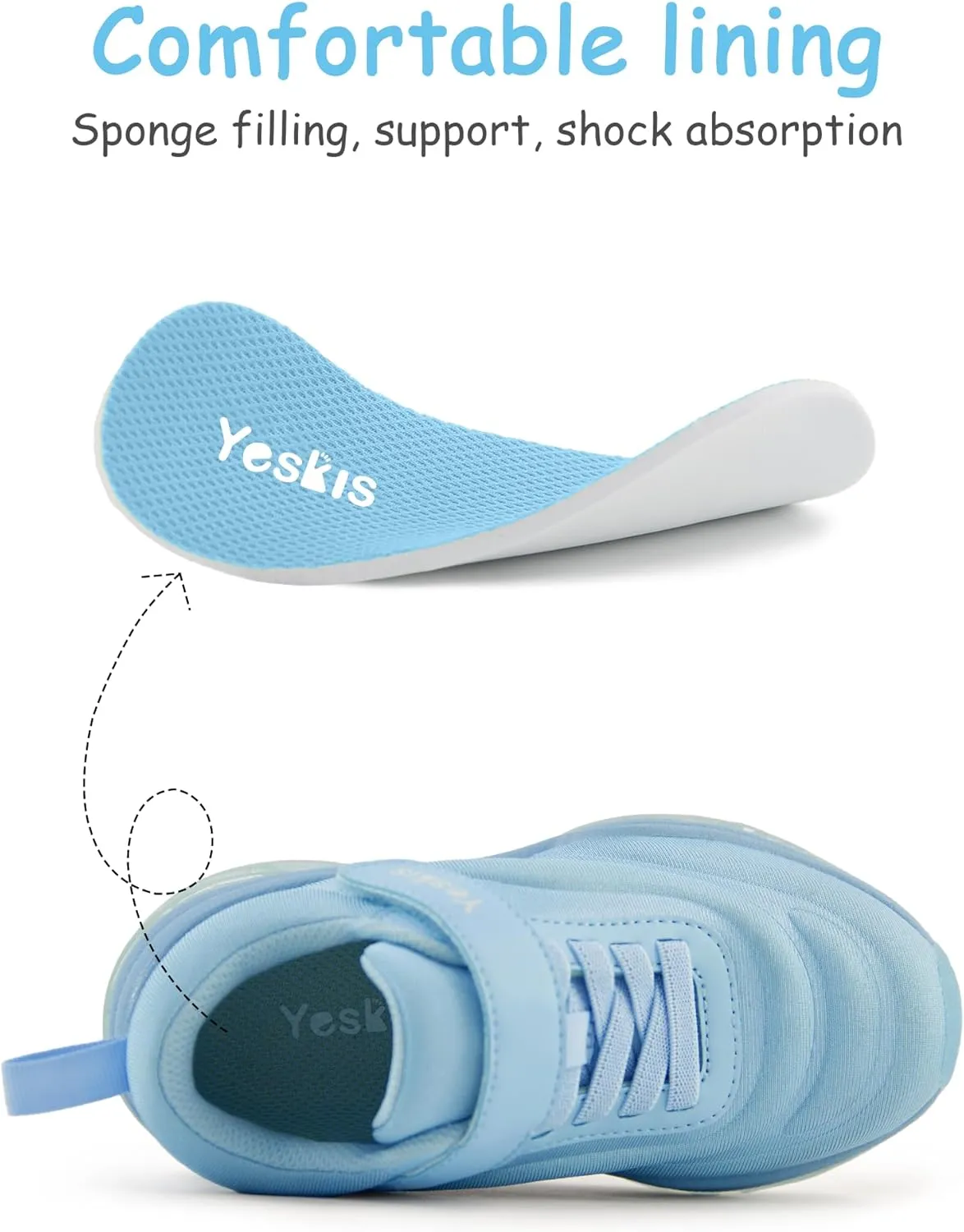 YESKIS Kids Light Up Sneakers for Boys Girls Running Tennis Shoes Lightweight Breathable Led Flashing Fizzzy Athletic Sport, Little Kid and Big Kid
