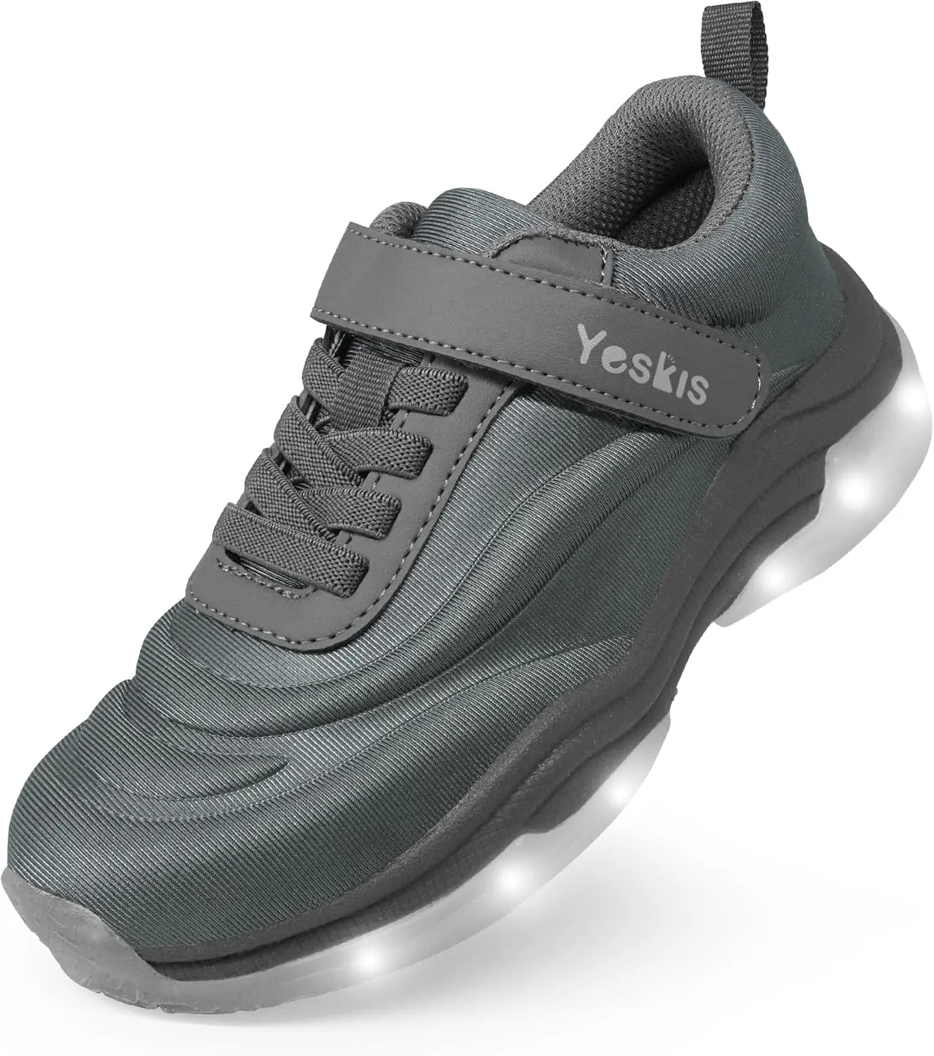 YESKIS Kids Light Up Sneakers for Boys Girls Running Tennis Shoes Lightweight Breathable Led Flashing Fizzzy Athletic Sport, Little Kid and Big Kid