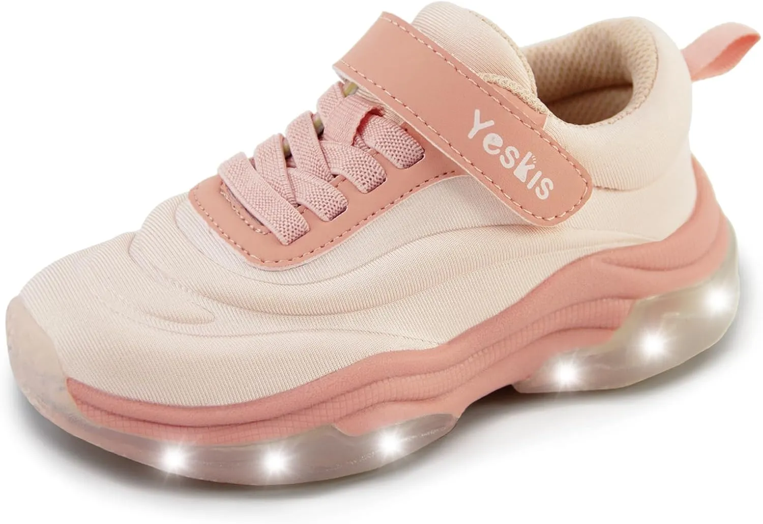 YESKIS Kids Light Up Sneakers for Boys Girls Running Tennis Shoes Lightweight Breathable Led Flashing Fizzzy Athletic Sport, Little Kid and Big Kid