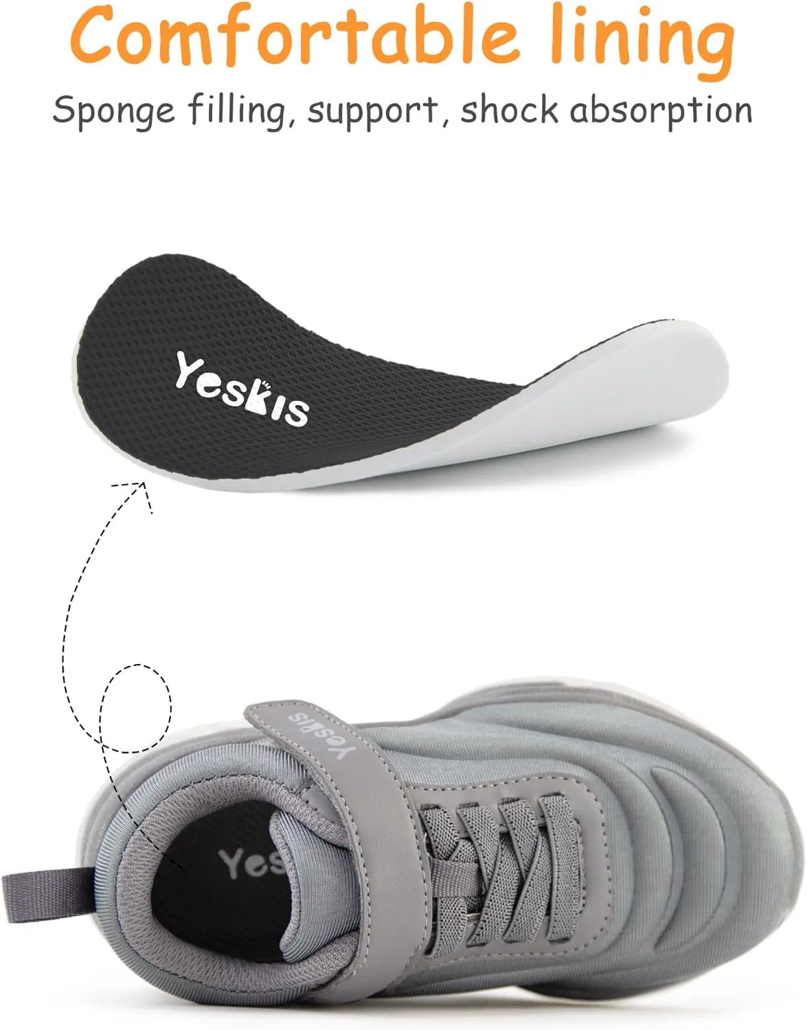 YESKIS Kids Light Up Sneakers for Boys Girls Running Tennis Shoes Lightweight Breathable Led Flashing Fizzzy Athletic Sport, Little Kid and Big Kid