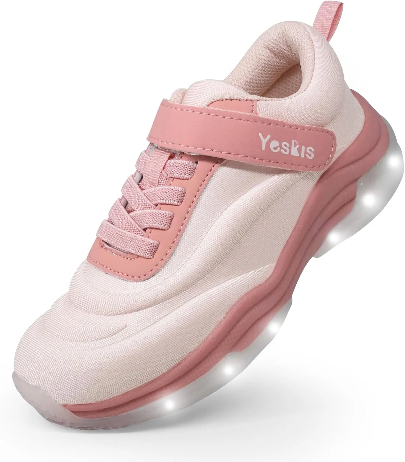 YESKIS Kids Light Up Sneakers for Boys Girls Running Tennis Shoes Lightweight Breathable Led Flashing Fizzzy Athletic Sport, Little Kid and Big Kid