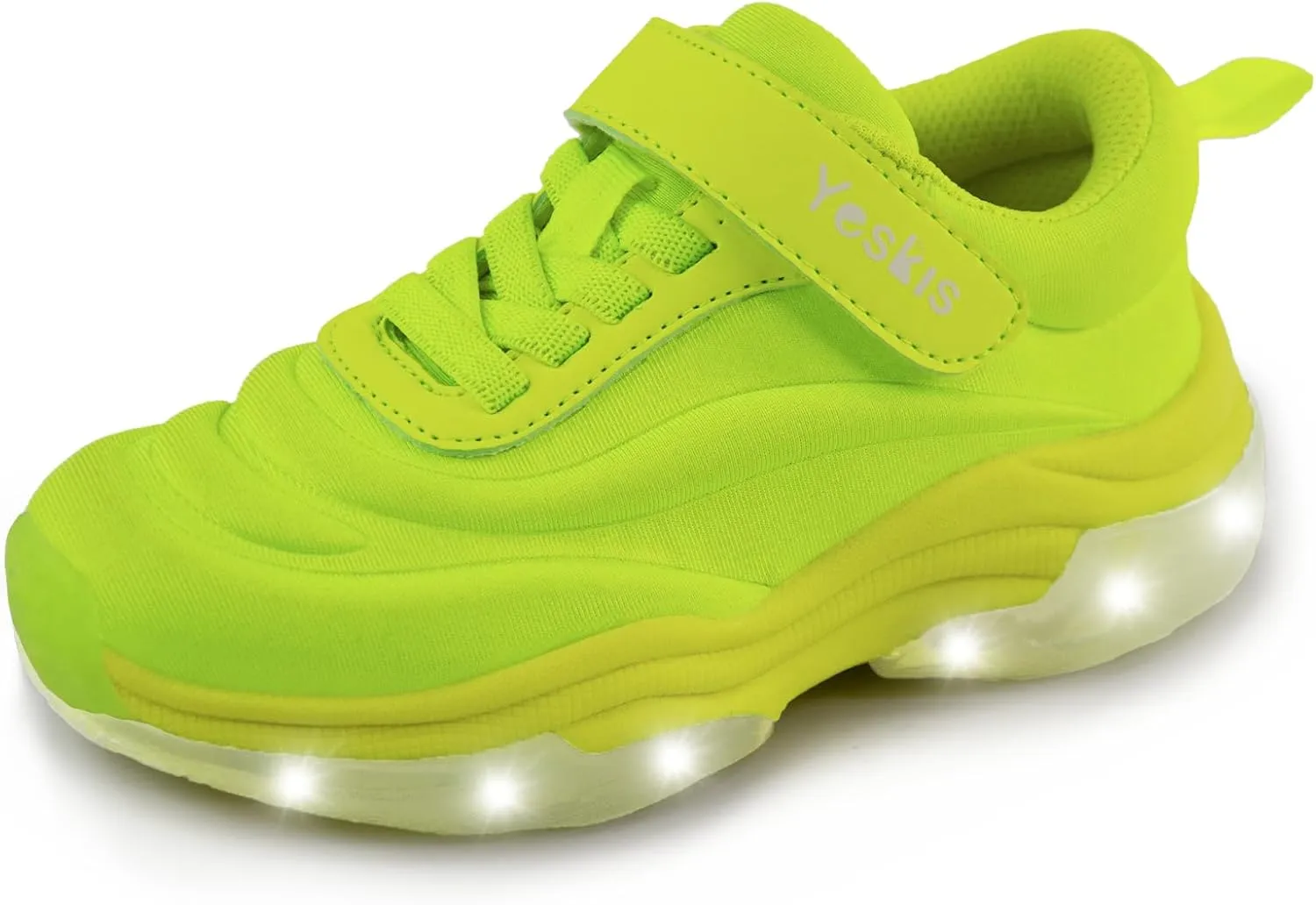 YESKIS Kids Light Up Sneakers for Boys Girls Running Tennis Shoes Lightweight Breathable Led Flashing Fizzzy Athletic Sport, Little Kid and Big Kid
