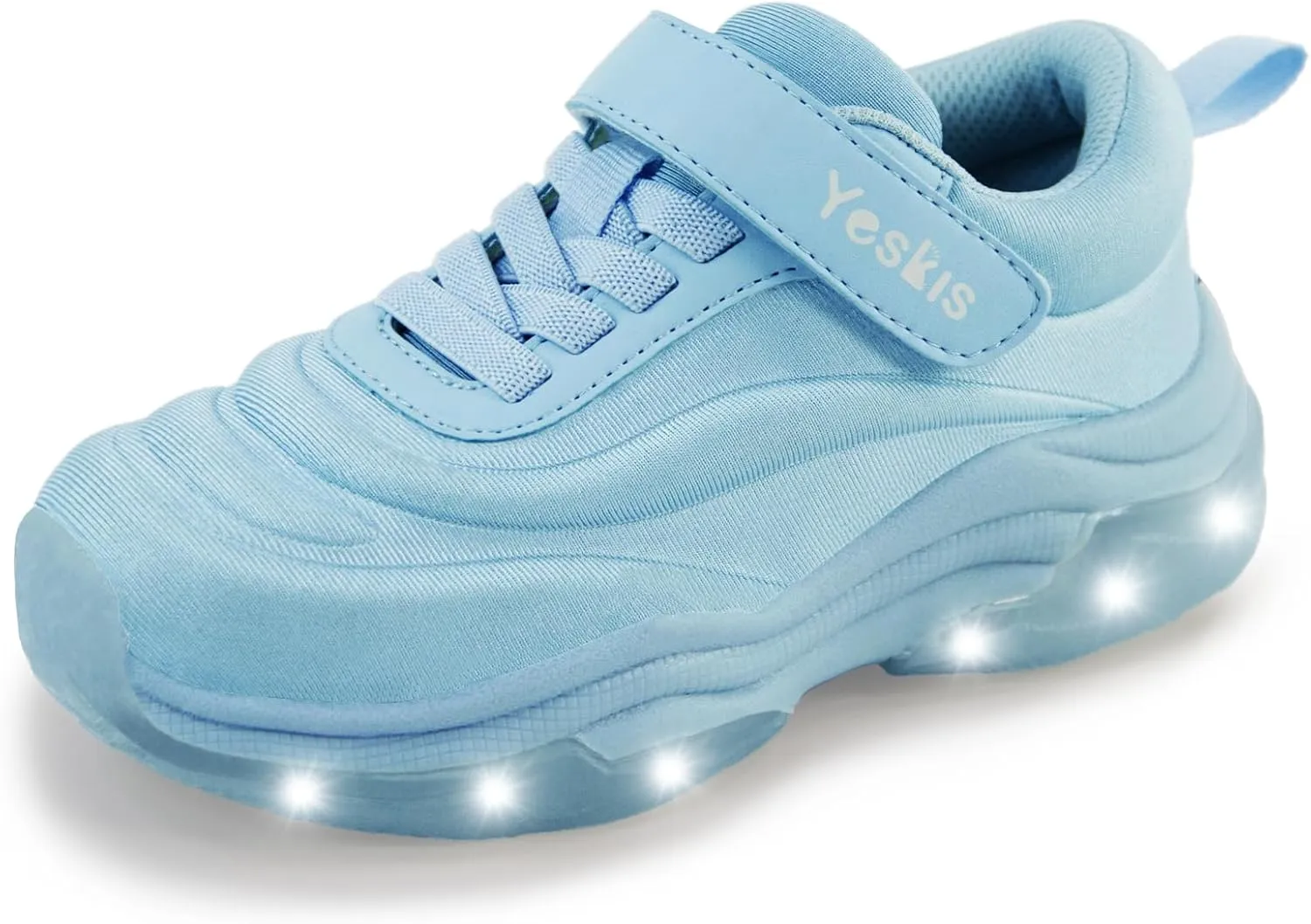 YESKIS Kids Light Up Sneakers for Boys Girls Running Tennis Shoes Lightweight Breathable Led Flashing Fizzzy Athletic Sport, Little Kid and Big Kid