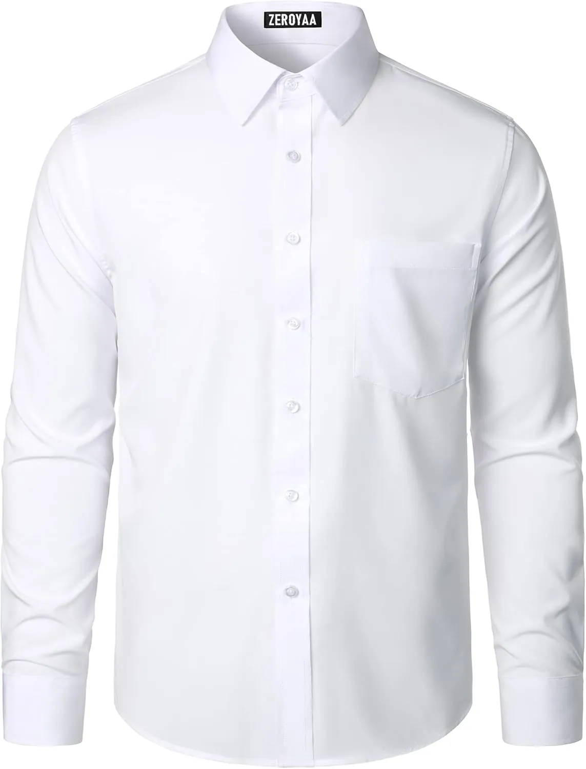 ZEROYAA Men's Regular Fit Dress Shirt Solid Wrinkle-Free Long Sleeve Casual Business Button Up Shirts with Pocket