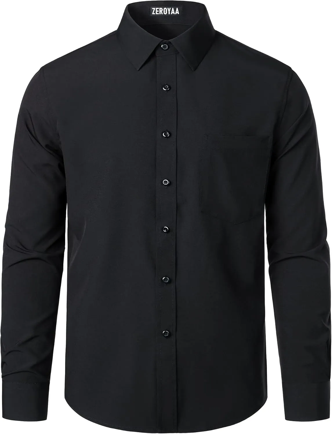 ZEROYAA Men's Regular Fit Dress Shirt Solid Wrinkle-Free Long Sleeve Casual Business Button Up Shirts with Pocket