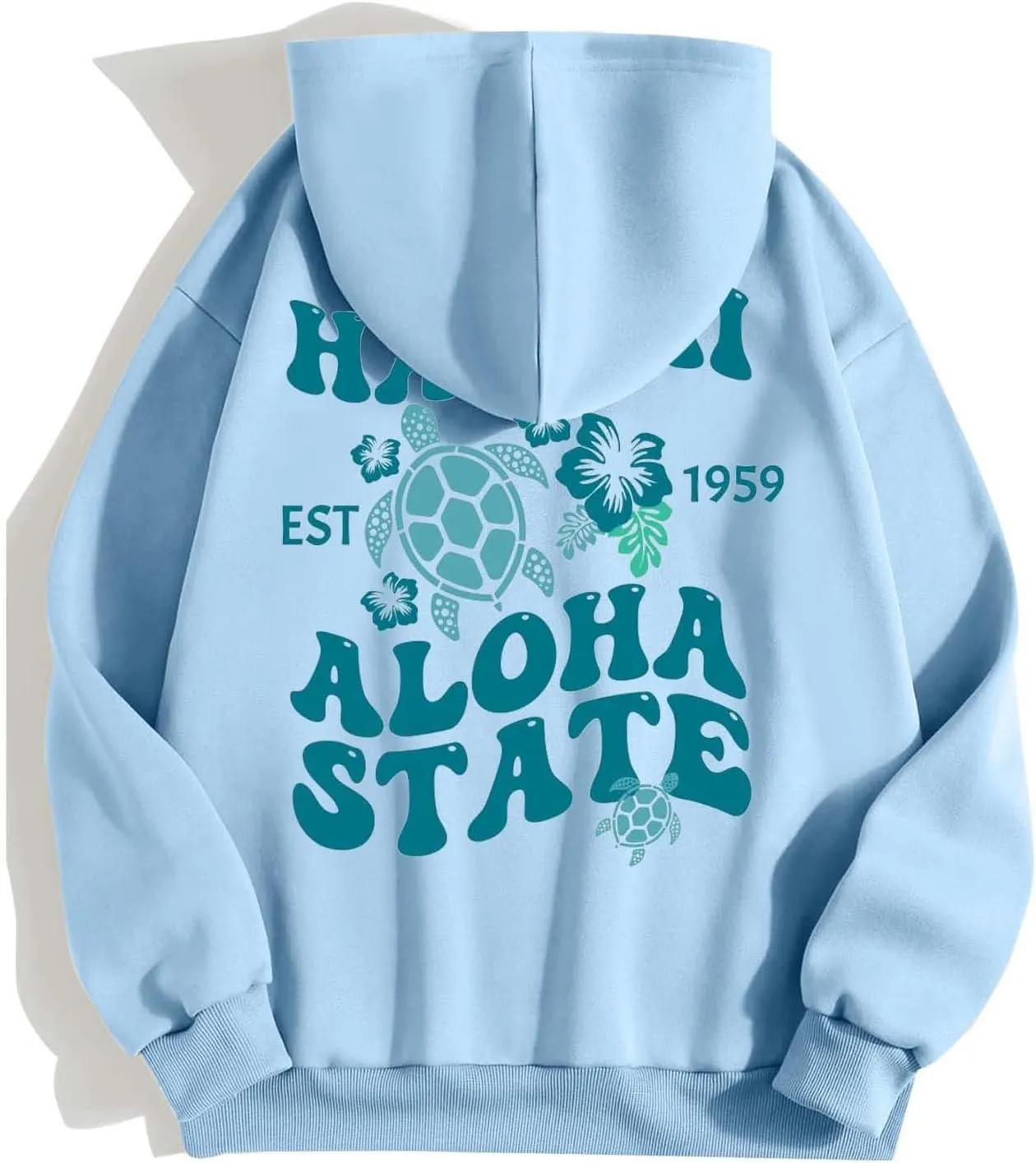 Zipper Hoodies for Women Hawaii Aloha State Letter Graphic Long Sleeve Zip Up Y2K Hooded Pullover Tops Hoodies for Teen Girls