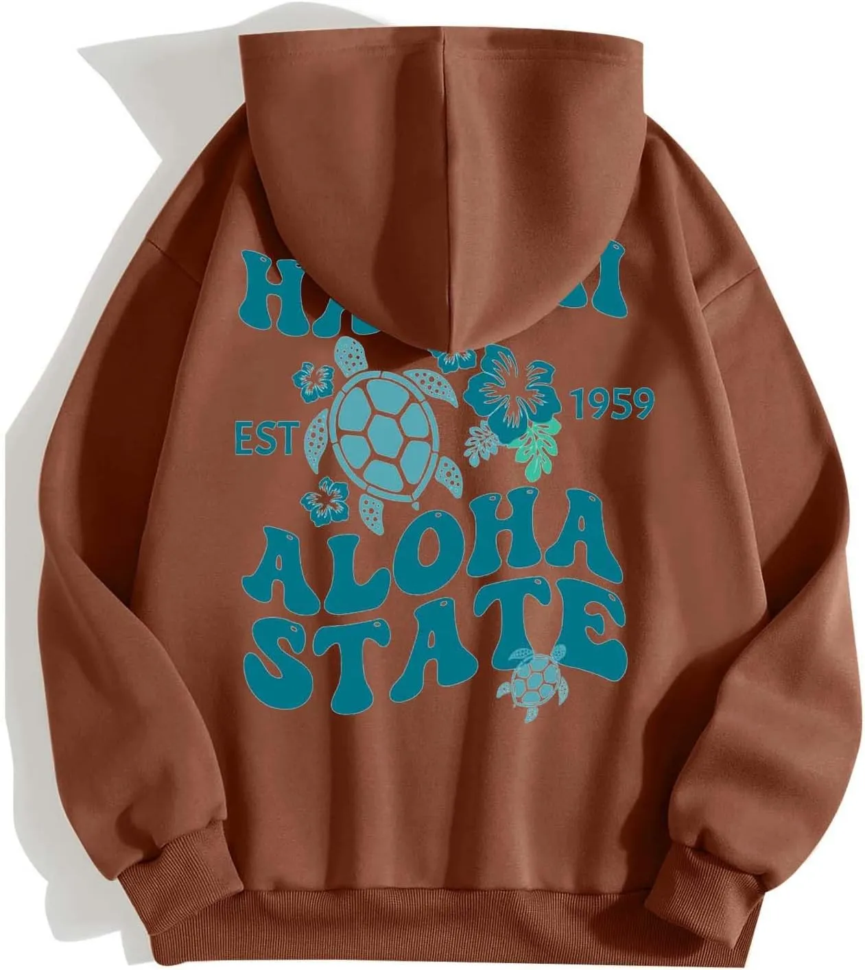 Zipper Hoodies for Women Hawaii Aloha State Letter Graphic Long Sleeve Zip Up Y2K Hooded Pullover Tops Hoodies for Teen Girls