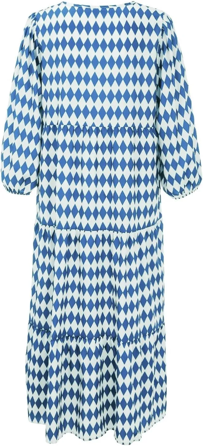 ZWRXW Plus Size Boho Maxi Dress for Women Loose Bohemian Floral Dress Half Sleeve Flowy A Line Long Dress Beach Swing Dress
